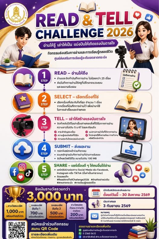 READ & TELL CHALLENGE 2026 “อ่านให้รู้ เล่าให้เป็น แบ่งปันให้เกิดแรงบันดาลใจ”