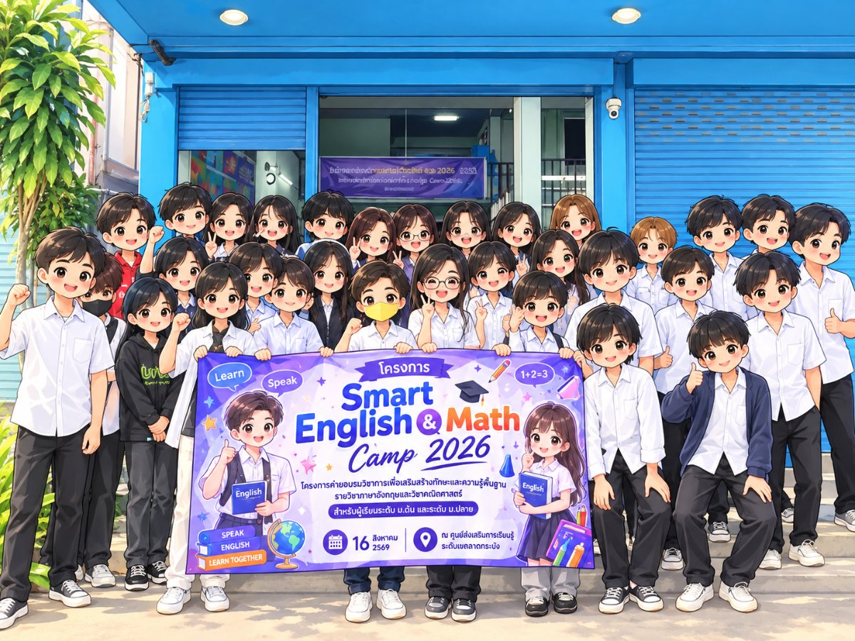โครงการค่ายอบรมวิชาการเพื่อเสริมสร้างทักษะและความรู้พื้นฐาน “Smart English & Math Camp 2026” วันที่ 16 สิงหาคม 2569 ณ ศูนย์ส่งเสริมการเรียนรู้ระดับเขตลาดกระบัง