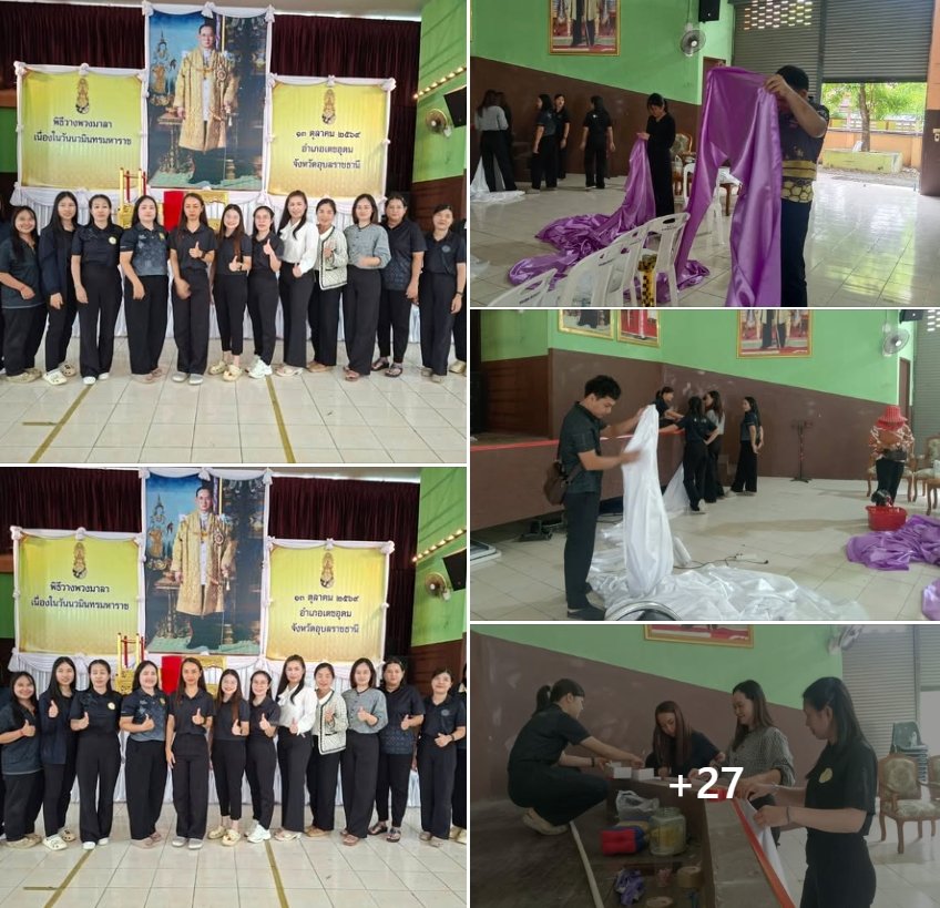 คณะครูและบุคลากร สกร.อำเภอเดชอุดม ผูกผ้าและร่วมจัดเตรียมสถานที่ในพิธีวางพวงมาลาเพื่อถวายพระราชกุศลและน้อมสำนึกในพระมหากรุณาธิคุณ เนื่องในวันคล้ายวันสวรรคตพระบาทสมเด็จพระบรมชนกาธิเบศร 